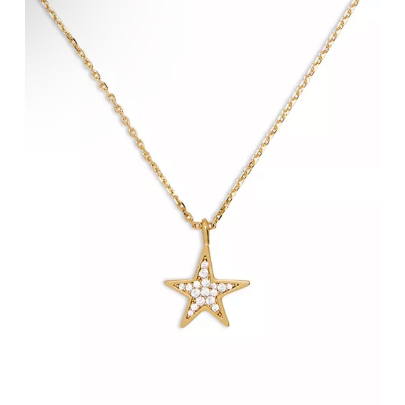 Kate Spade Gold Tone Crystal Star Pendant Necklace Chic Fashion Trendy Style New